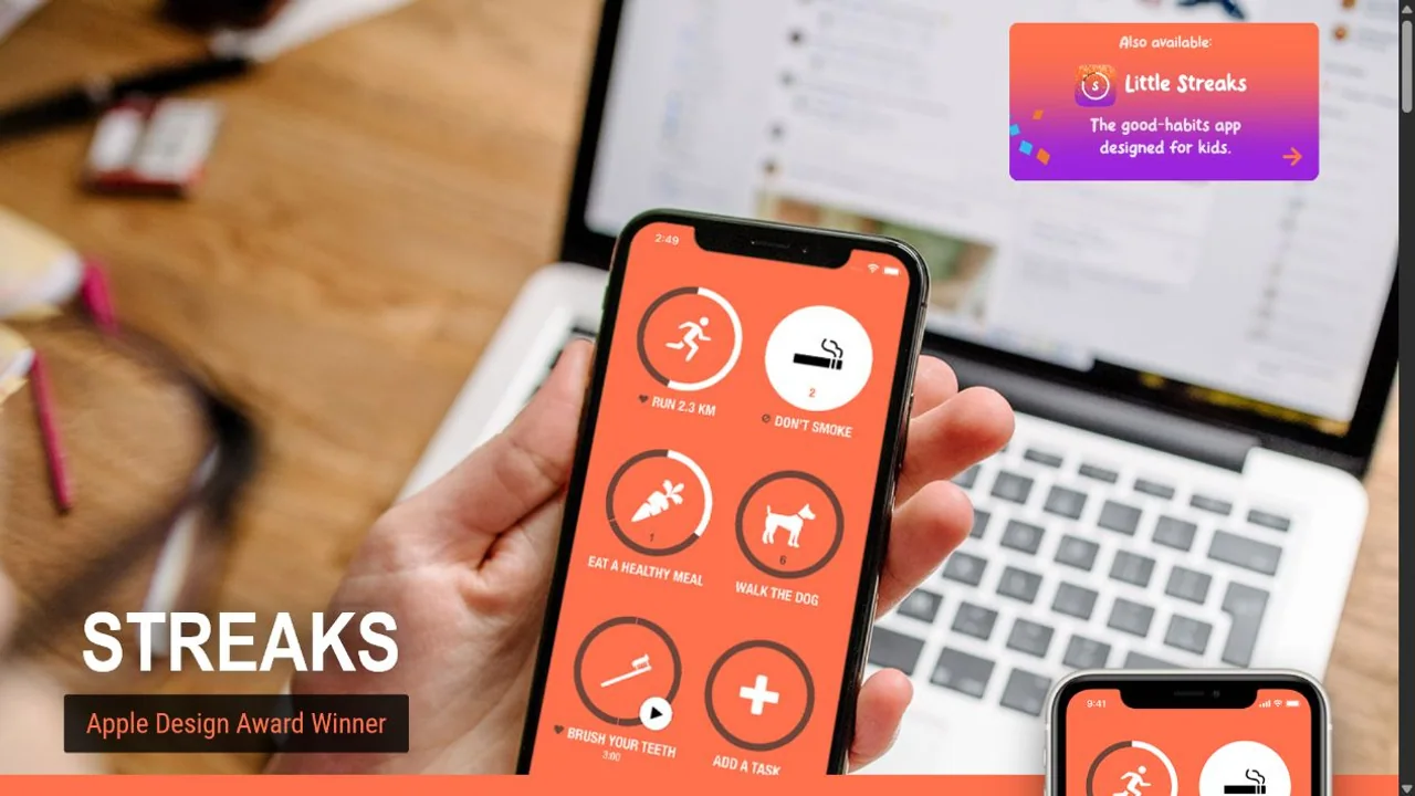 Streaks shows a small group of recurring behaviors as clear completion rings on iPhone.