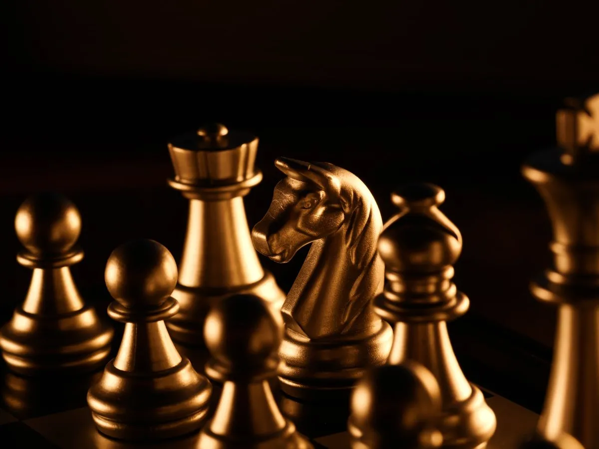 Gold chess pieces mid-game, because triage is prioritization under constraint: a few deliberate moves instead of trying to play every piece at once