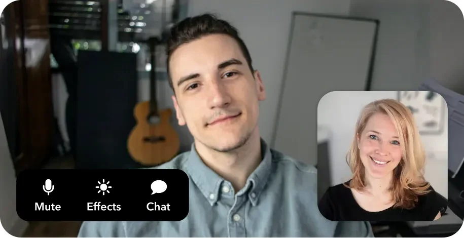 Focusmate's official preview shows a video coworking session with another person, making the shared work setting visible.