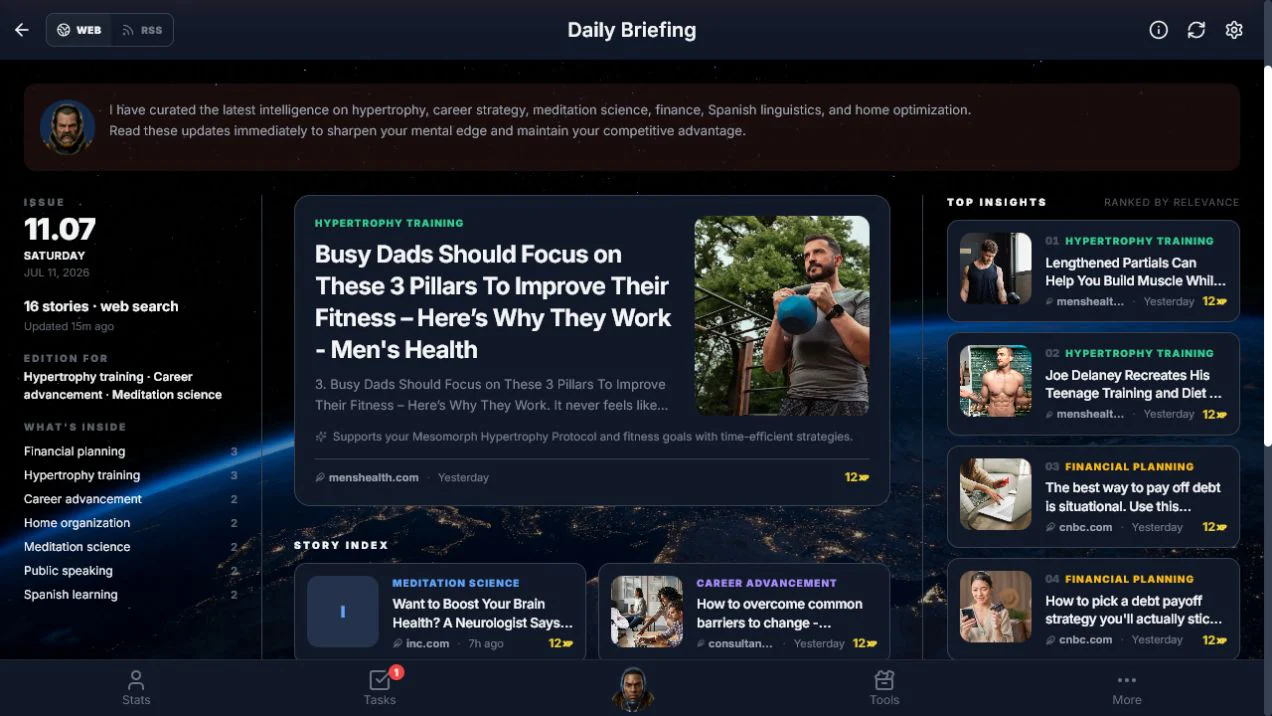 The redesigned Daily Briefing with ranked insights