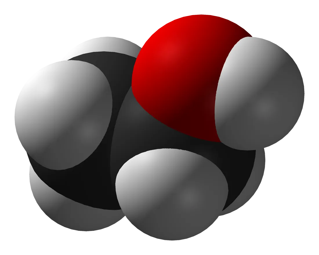 Ethanol. The smallest molecule of any major recreational drug. Its size is precisely what lets it slip past every cellular barrier and bind to receptors throughout the brain. (Image: Ben Mills, public domain, via Wikimedia Commons)